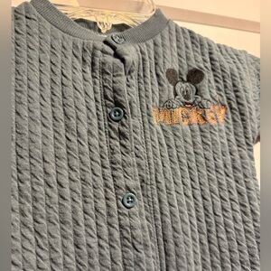 Disney Baby Blue Mickey Mouse Quilted Onesie Sz 18 mo